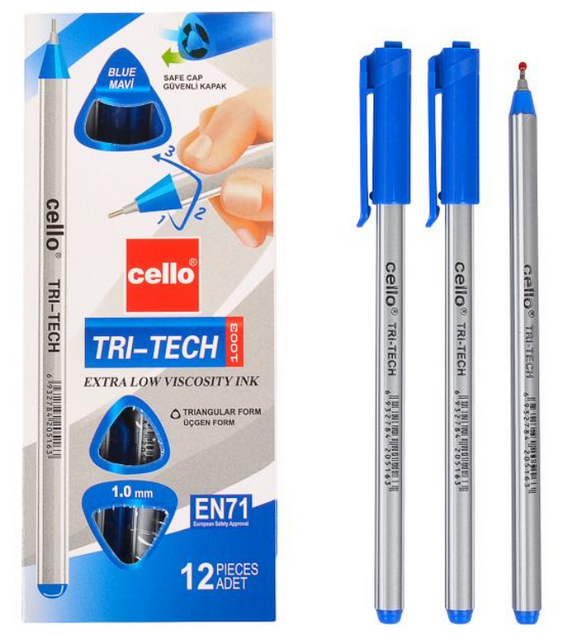 Ручка кулькова CELLO TRI-TECH (CL1003-12), чорнила сині